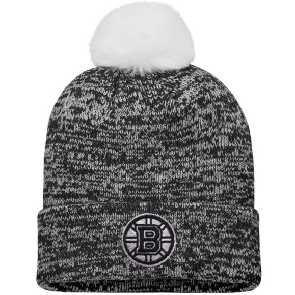 Fanatics Accessories - Boston Bruins Fanatics Ladies Iconic Glimmer Pom Winter Knit Hat Gray